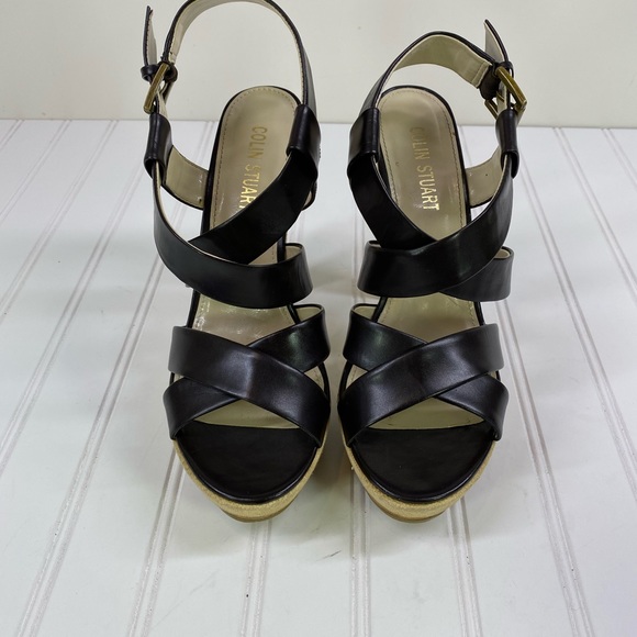 Colin Stuart black leather platform sandals - Picture 3 of 10
